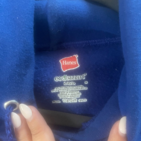 Hanes blue cropped hoodie, size L - Picture 2 of 2